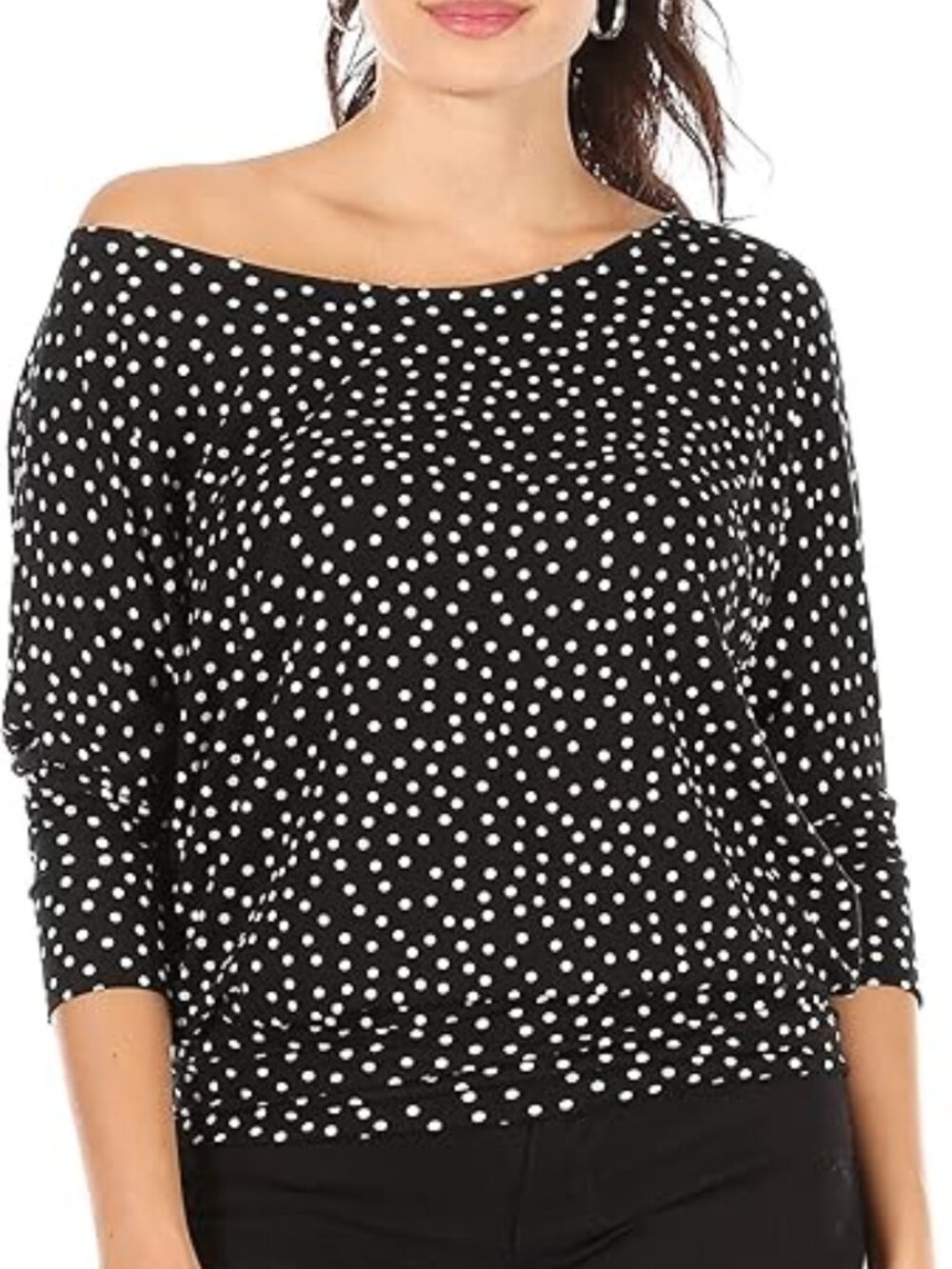 Simlu Dolman Top Off The Shoulder Banded Waistband 3/4 Sleeves Size S